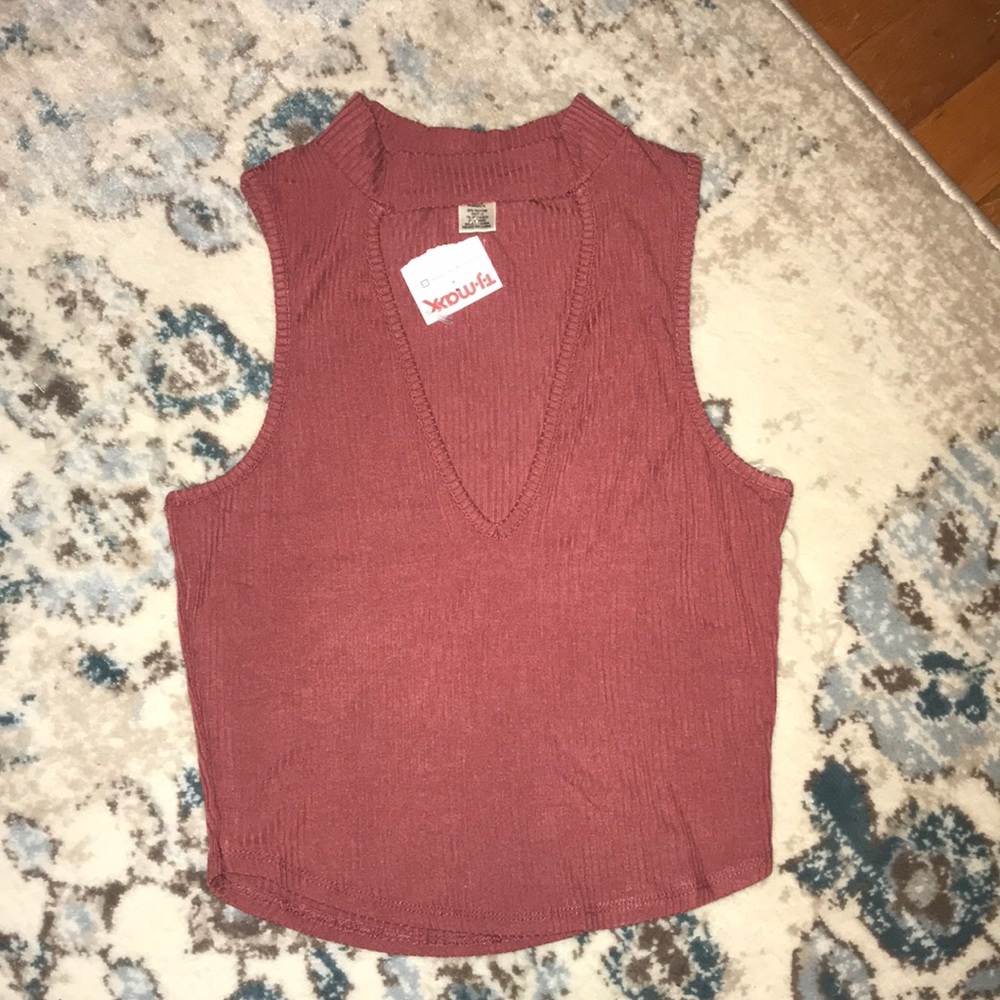 NWT! Burnt orange crop top with v-neck